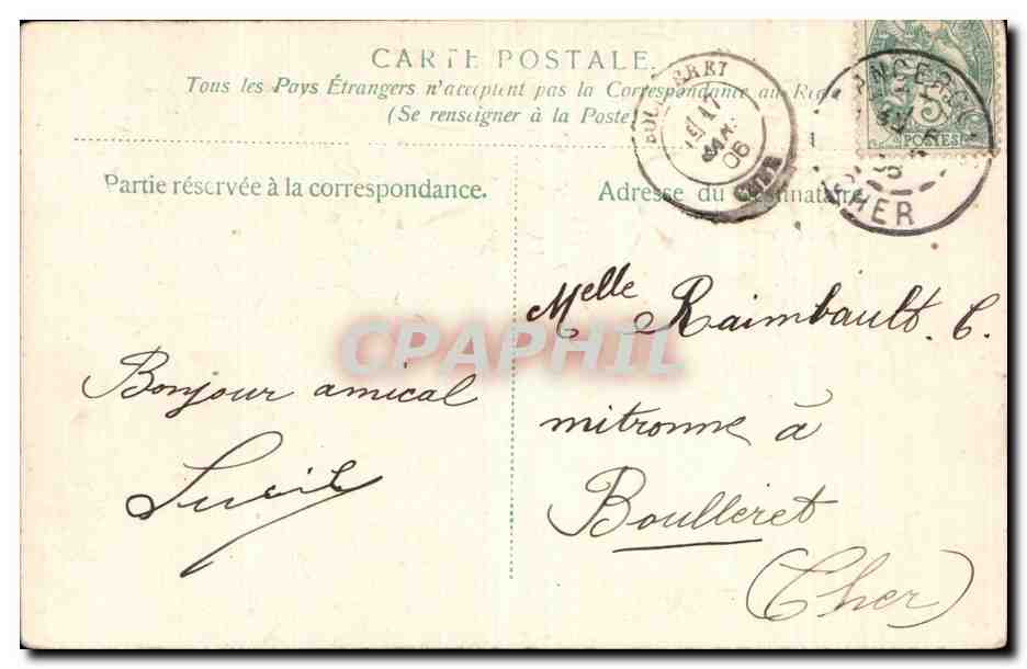 CPA Fantaisie Fleur Amitie — Rückseite