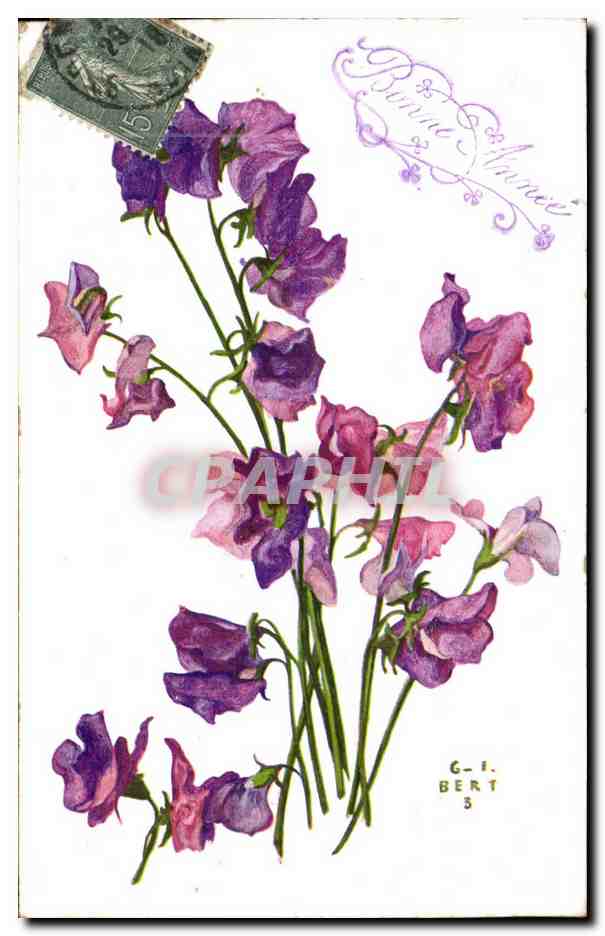 CPA Fantaisie Fleur Bonne annee