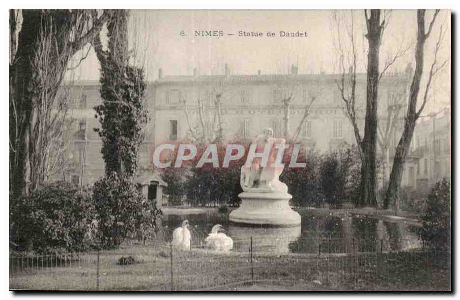 CPA Nimes Statue de Daudet Cygne Swan