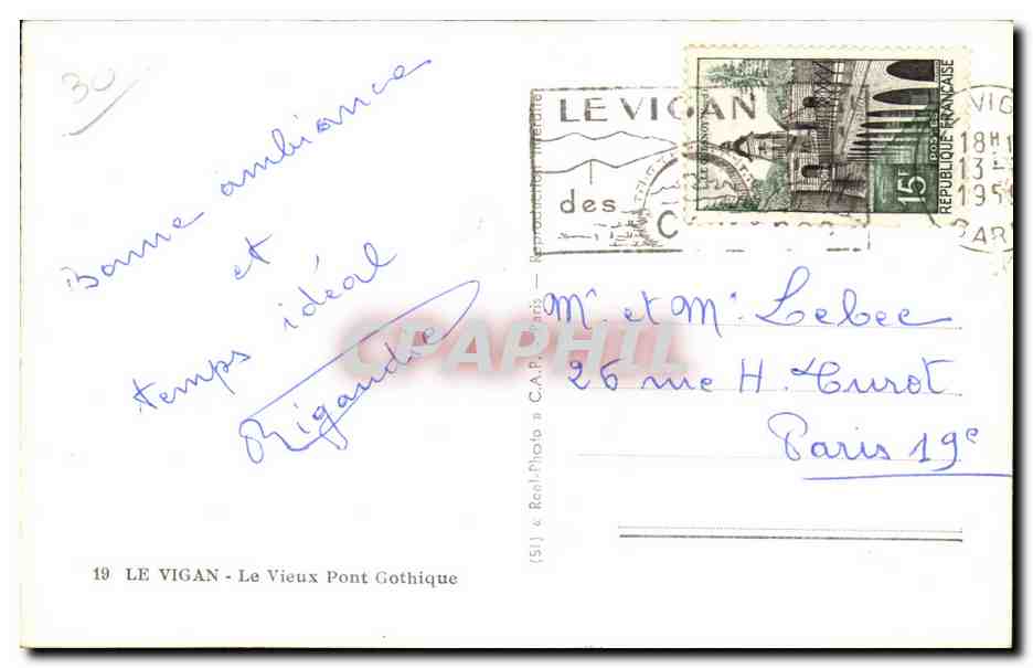 CPA Le Vigan Le Vieux Pont Gothique — Rückseite