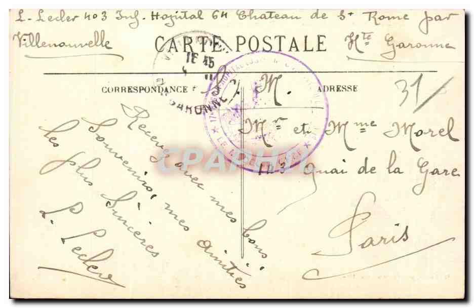 CPA En Lauragais Chateau de St Rome pres Villefranche La Grande Pelouse — Rückseite