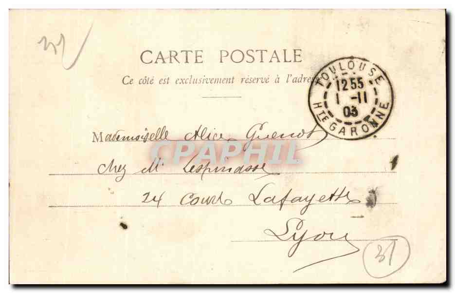 CPA Tououse L Allee Lafayette Train  — Verso