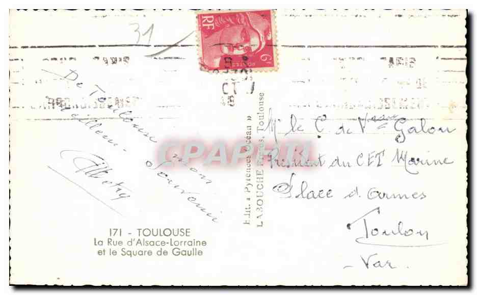 Place du Capitole — Toulouse — Éditeur Elfe, n° 31 — Verso