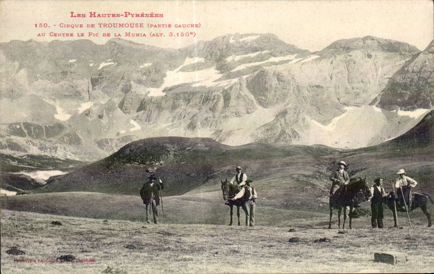 Les Hautes-Pyrénées — Cirque de Troumouse (partie gauche) au centre le Pic de la Munia (alt. 3.150m) — Phototypie Fabrudder, Toulouse