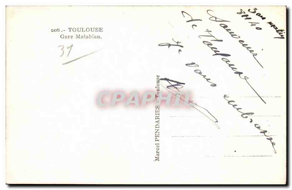CPA Toulouse Gare Malabiau — Verso