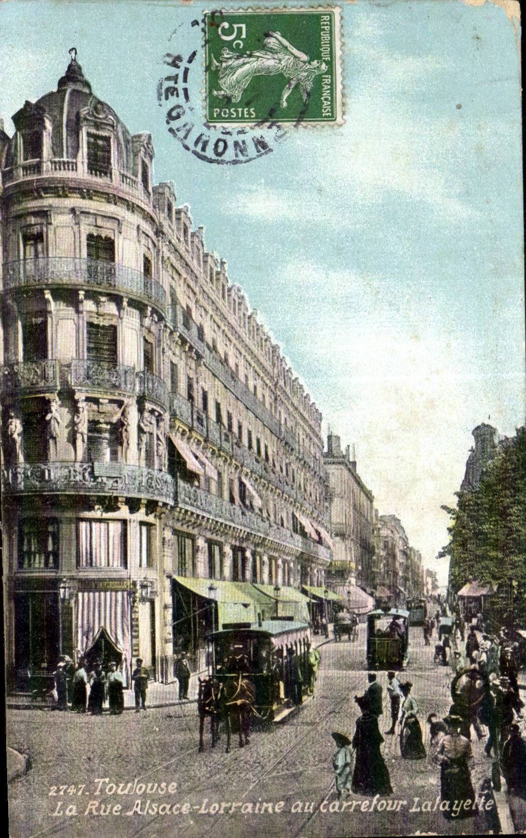 Toulouse — La Rue Alsace-Lorraine au carrefour Lalayette — Édition LABOUCHE FRÈRES, n°2747
