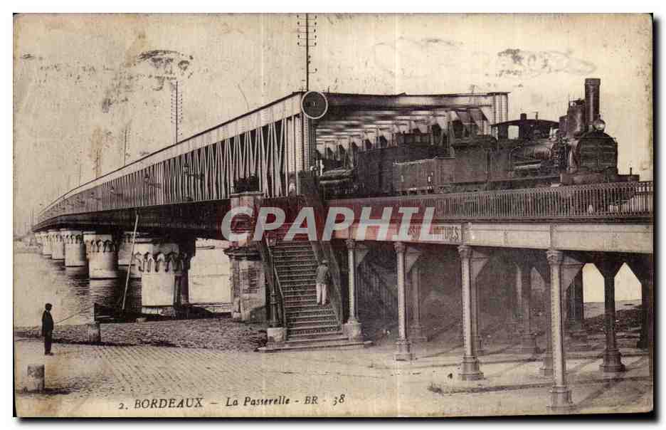 CPA Bordeaux la passerelle Train 