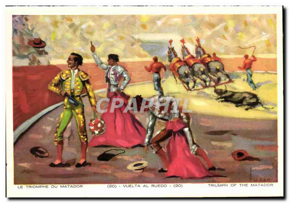 CPA Corrida Le triomphe du matador Taureau