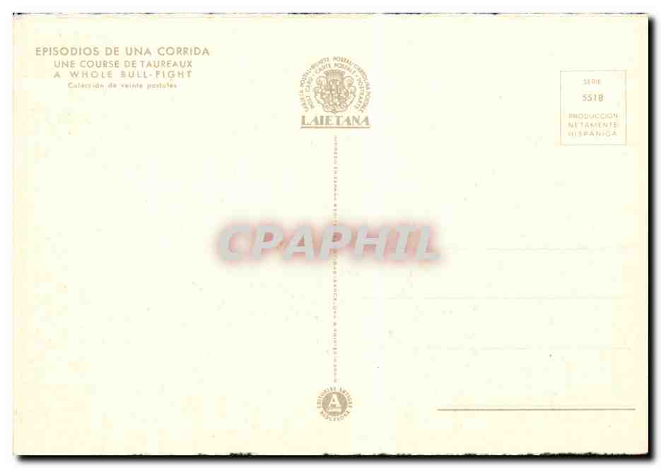 CPA Corrida Passe avec la cape Taureau — Rückseite