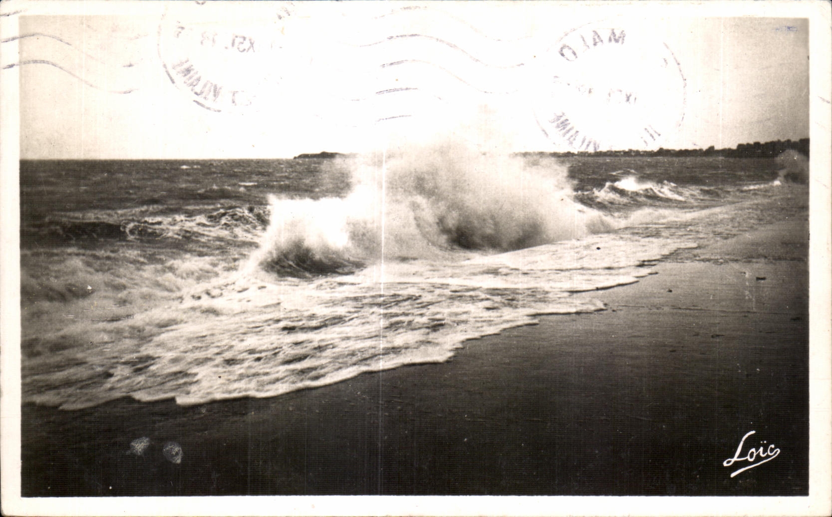 Côte d'Émeraude — La Digue par tempête — Édition Mésny, Rennes