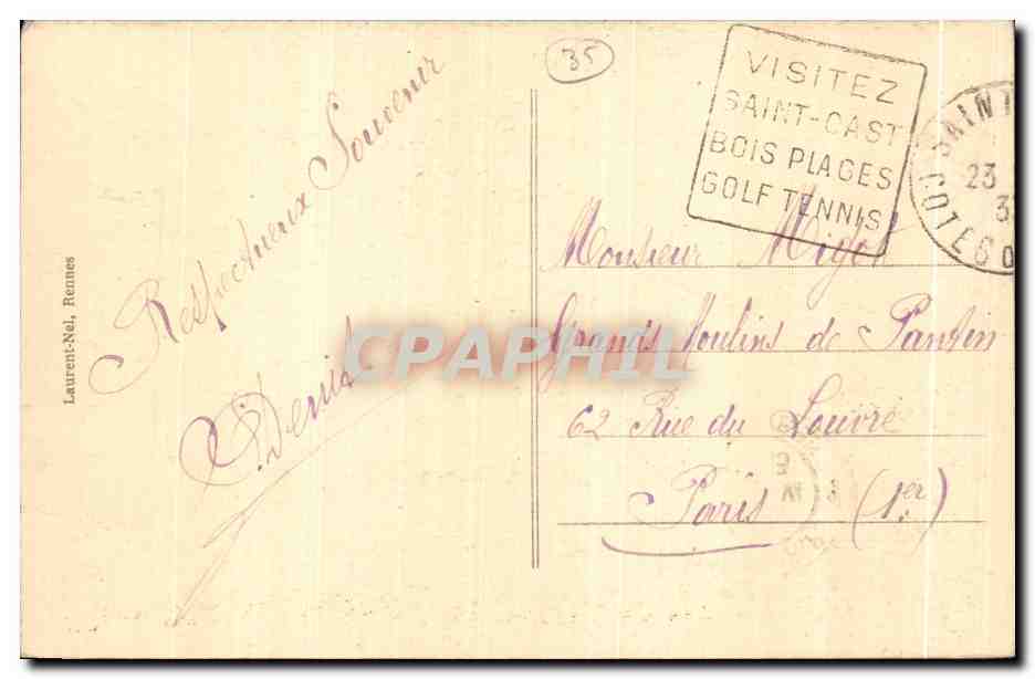 CPA Cote De Emeraude St Lunaire Le Decolle — Verso