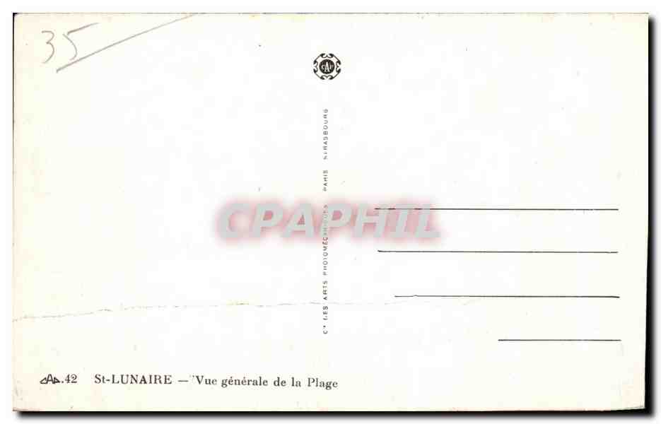 CPA St Lunaire Vue generale de la Plage — Verso
