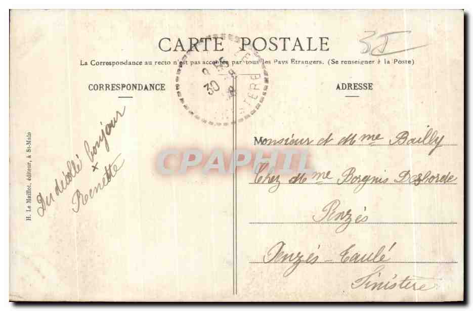 CPA St Lunaire Le Decolle un jour de tempete — Rückseite