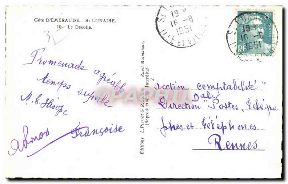 Côte d'Émeraude — St Lunaire — Éditions L. Pierrat & R. Guitard — Reverso