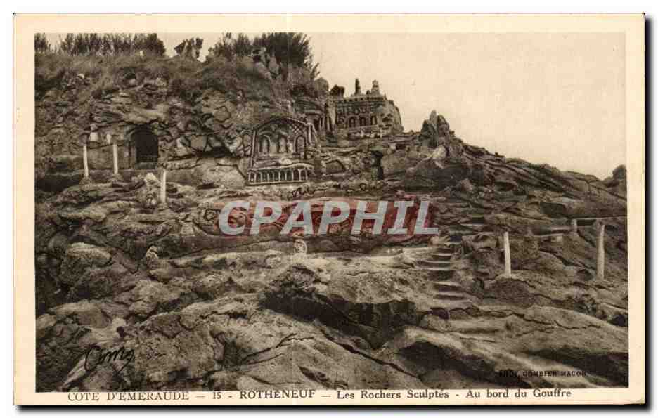 Côte d'Émeraude — 15 — Rotheneuf — Les Rochers Sculptés — Au bord du Gouffre — Édition H. Pichon