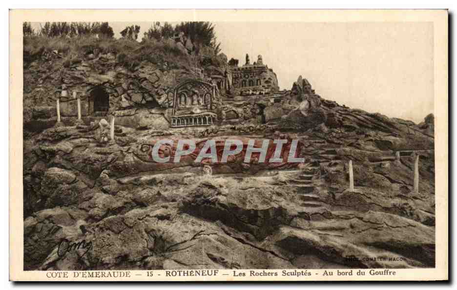 Côte d'Émeraude — 15 — Rothéneuf — Les Rochers Sculptés — Au bord du Gouffre — Photo Condet Haccon