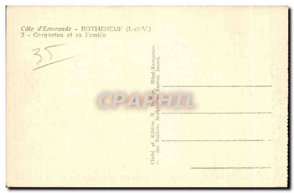 Côte d'Émeraude — Gargantua et sa Famille — Édition H. ROTHÉNEUF — Reverso