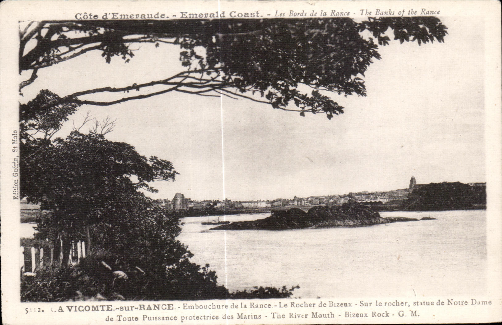 A Vicomte-sur-Rance — Mündung der Rance — Der Felsen von Bizeux — Statue der Schutzgöttin der Seefahrer — Gudoin-Ausgabe, St Malo, Nr. 5112