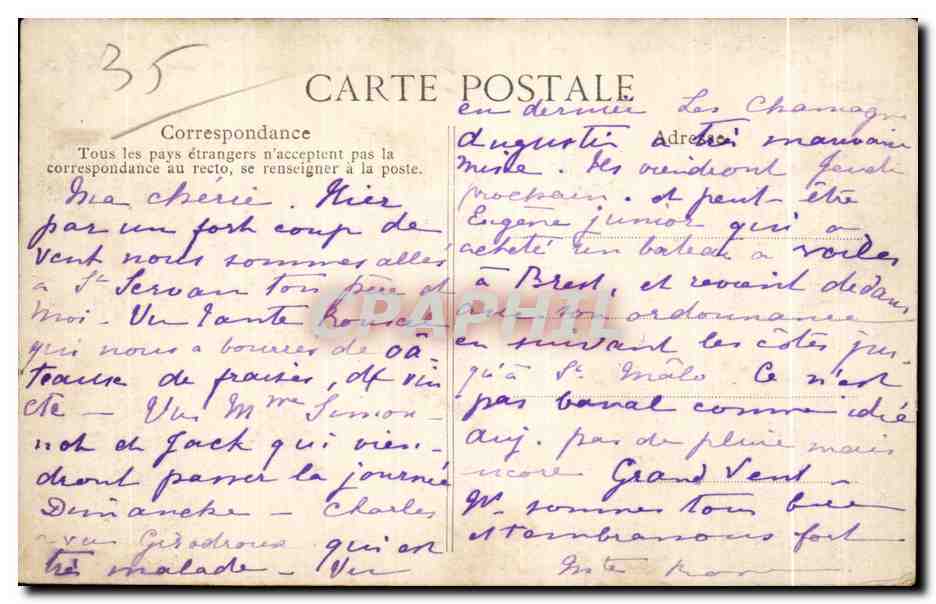 La Vicomté-en-Dinard — vue générale de Saint-Malo — Côte d’Émeraude — Rückseite