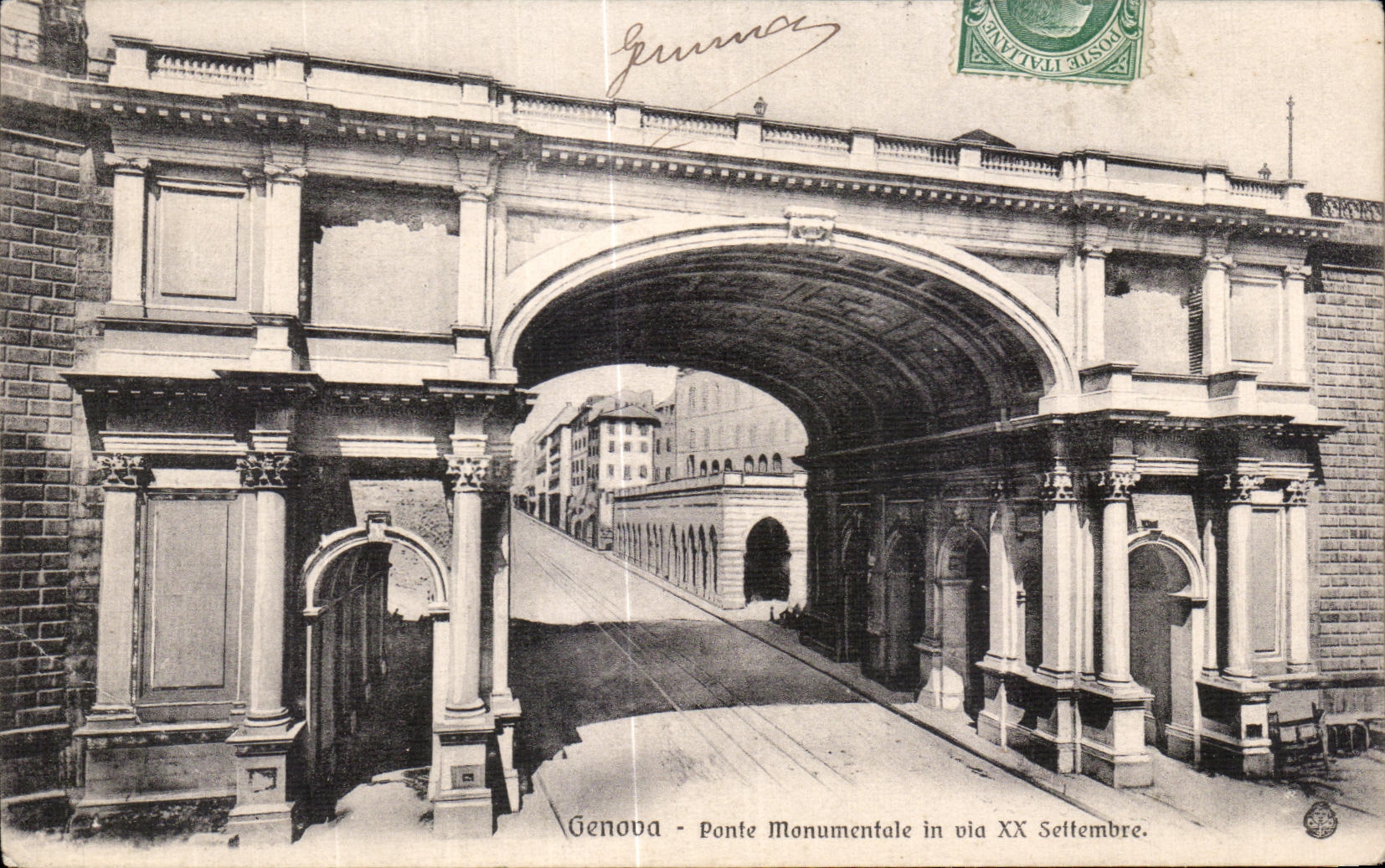 CPA Genova Ponte Monumctalc in via XX Settembre