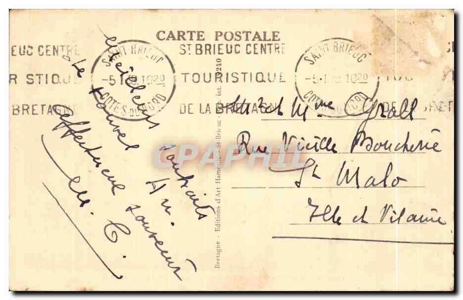 CPA Bretagne Saint Brieuc Le Legue Baie de Saint Brieuc — Rückseite