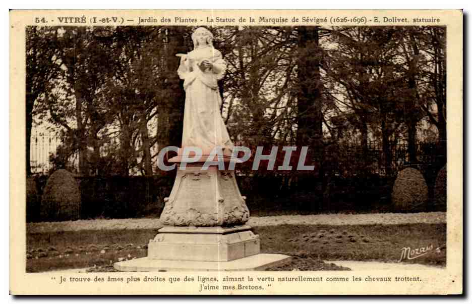 Vitré (Ille-et-Vilaine) — Jardin des Plantes — Statue der Marquise de Sévigné (1626–1696) — É. Dollivet, Bildhauer