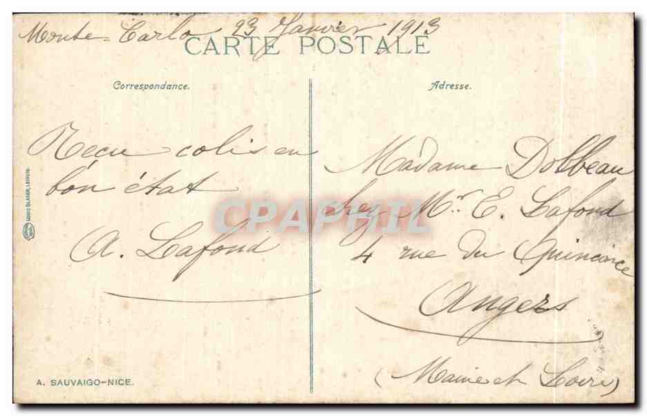 CPA Villefranche mer La Rade — Rückseite