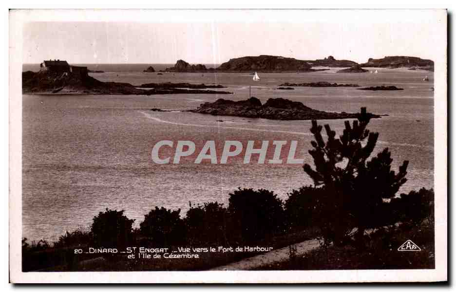 Dinard — Vue vers le Fort de Harbour et l'Île de Cézembre — Éditeur A.S.