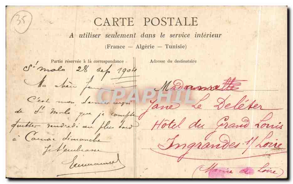 CPA Dinard Vue prise du Prieure Au loin Saint Malo — Rückseite