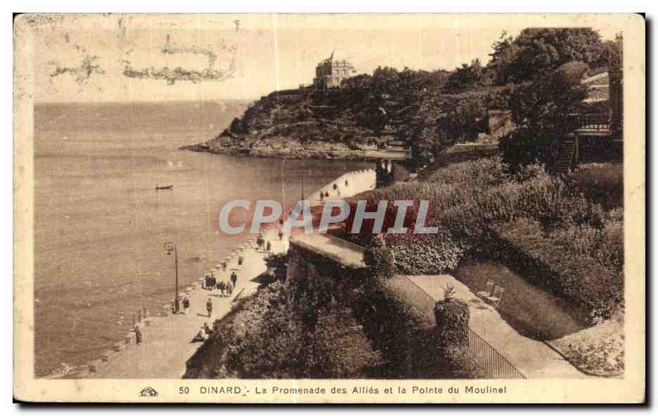 Dinard - La Promenade des Alliés et la Pointe du Moulinel — CPA n°50, éditeur Albert, Dinard