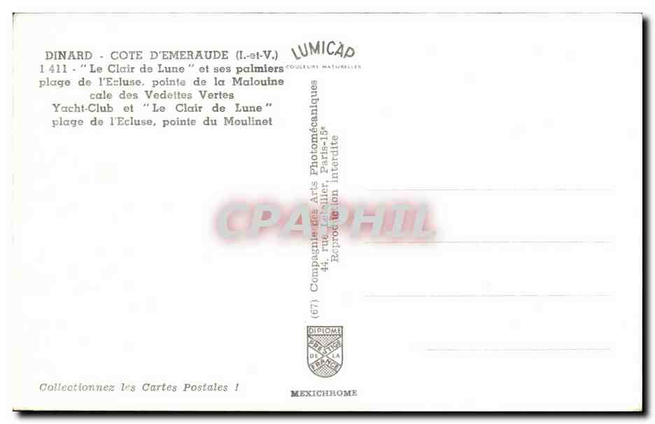 CPSM Dinard Cote D Emeraude — Verso