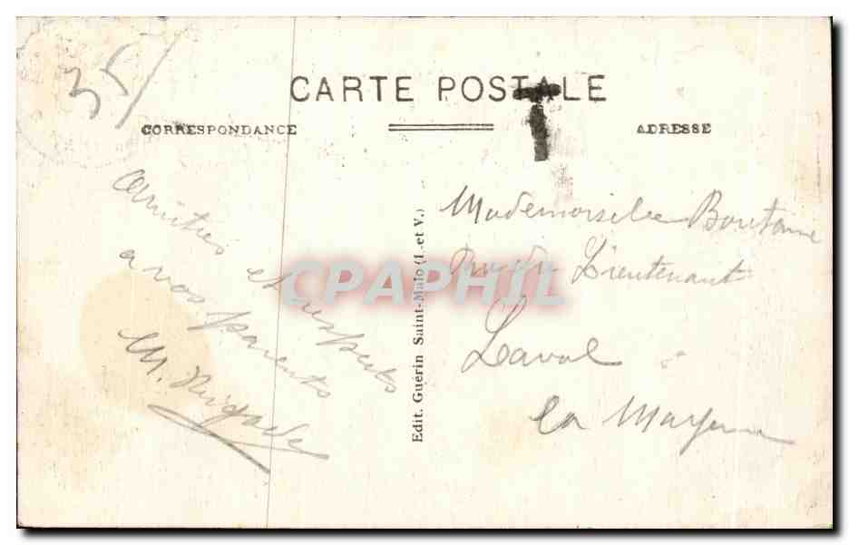 Côte d'Émeraude - Emerald Coast — Étude de Vagues sur la Digue — Éditeur Guérin, n° 4445 bis — Verso