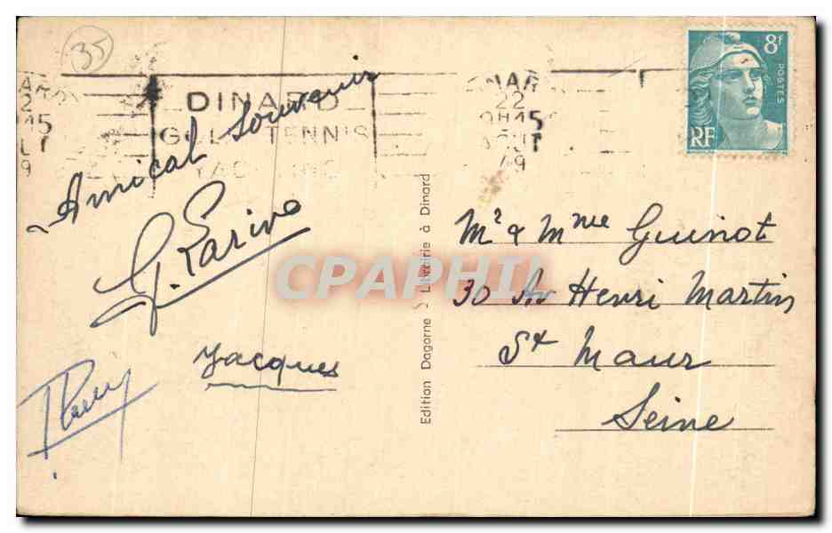 Dinard (Il.-et-V.) — L'Anse de Dinard — Édition Dagorne à Dinard, n° 717 — Verso