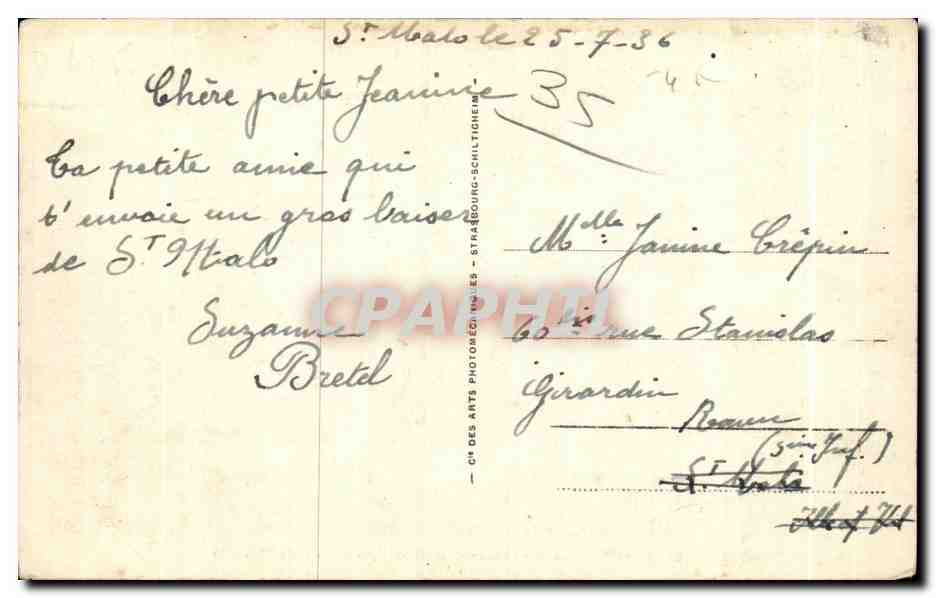 Dinard - La Promenade des Ailiés et la Pointe du Moulinet — éditeur CH DES ARTS PHOTOGRAPHIQUES - STRASBOURG-SCHILTIGHEIM, n° 50 — Reverso