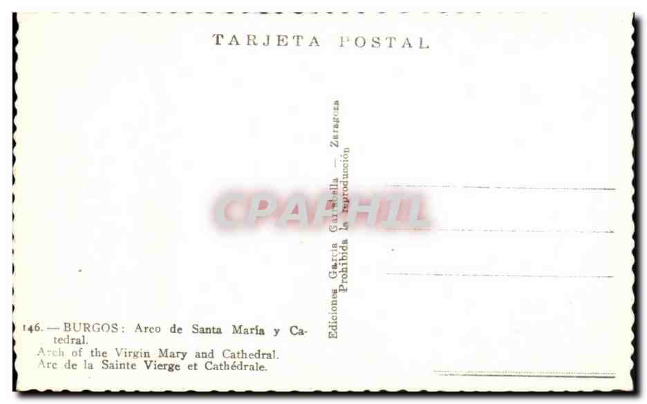 CPA Burgos Areo de Santa Maria — Verso