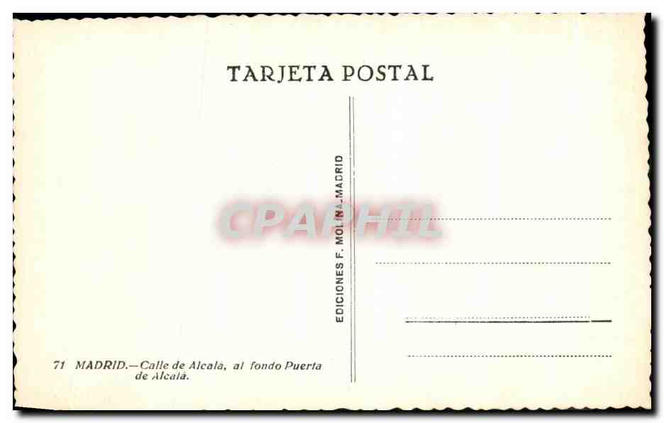 Madrid — Calle de Alcalá — Éd. F. Molina — Rückseite