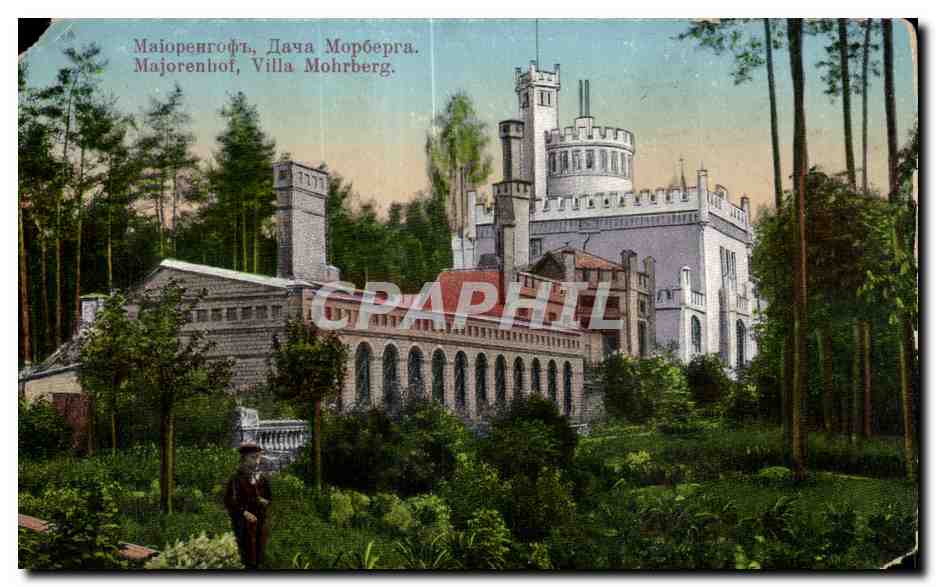 Majorenhof, Villa Mohrberg — vue du château dans un parc boisé — éditeur G. Klopovitch, série S.7719