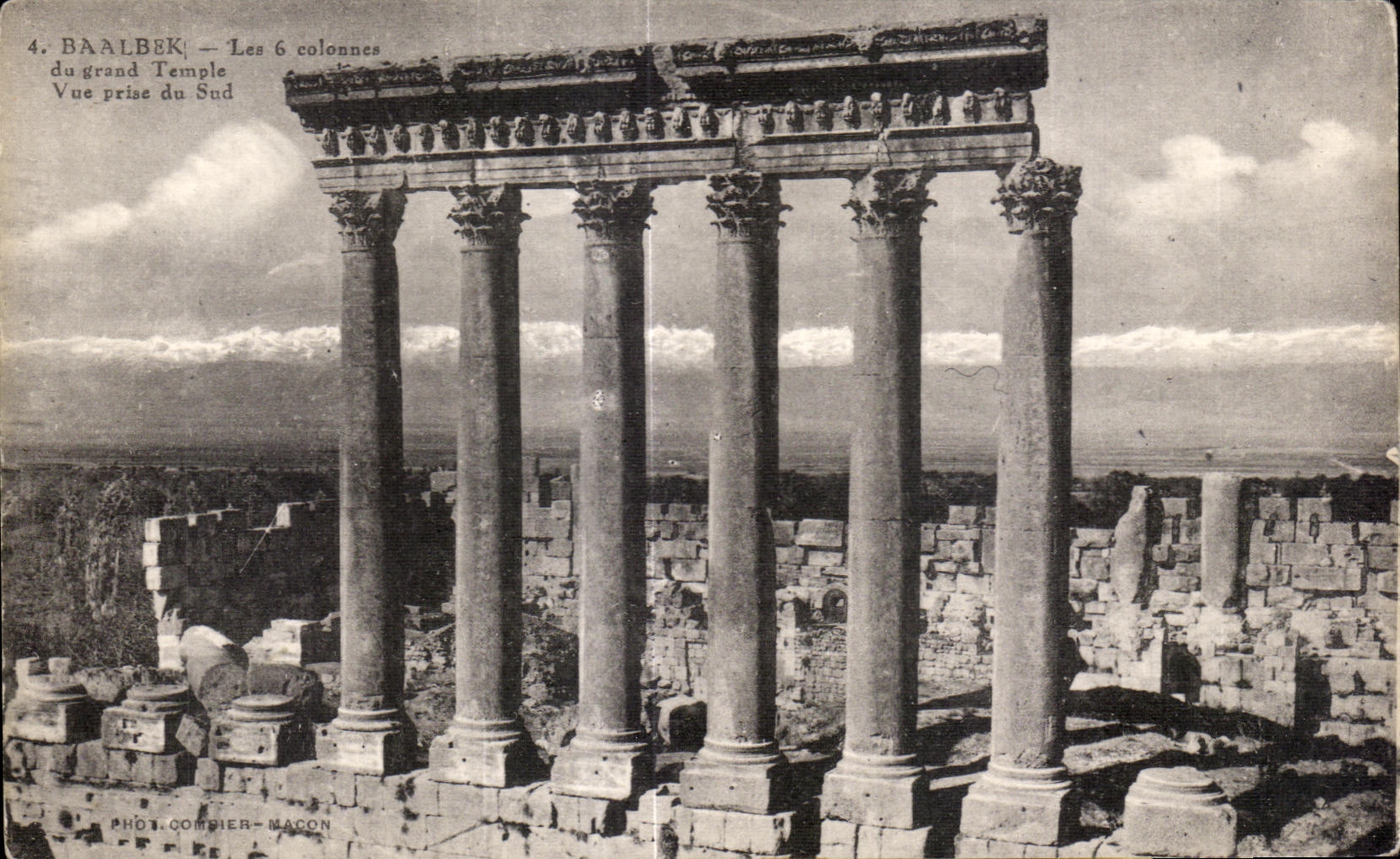 CPA Baalbek Les colonnes du grand Temple Vue prise du Sud Liban Lebanon 