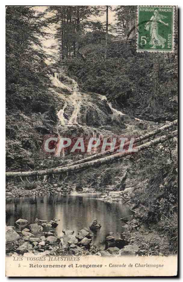 CPA Les Vosges lllustrees Retournemer et Longemer Cascade de Chalemagne