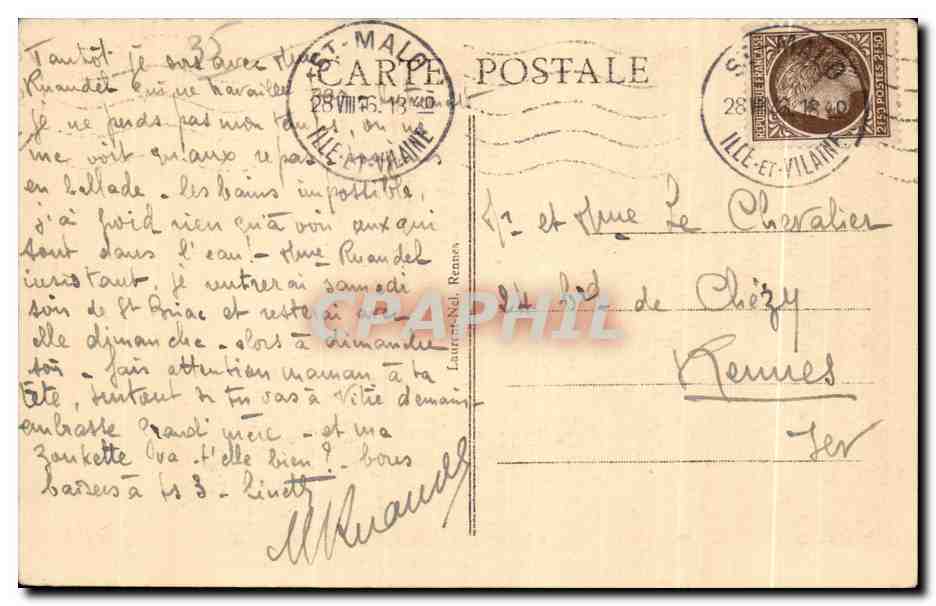 Côte d'Émeraude - Les Bords de la Rance - Le Chêne Vert - 1904 — Verso
