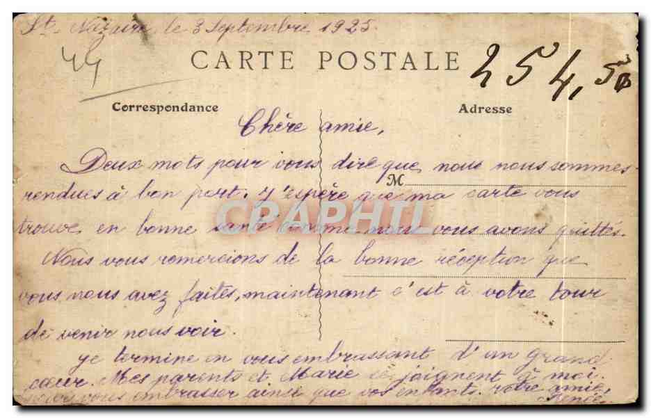CPA Saint Nazaire Le Paquebot Transatlantique la Navarre — Verso