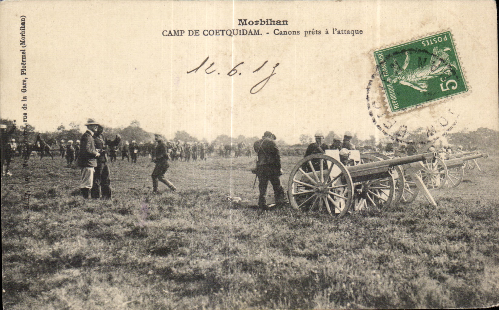 CPA Morbihan Camp De Coetquidam Canons prets a I attaque