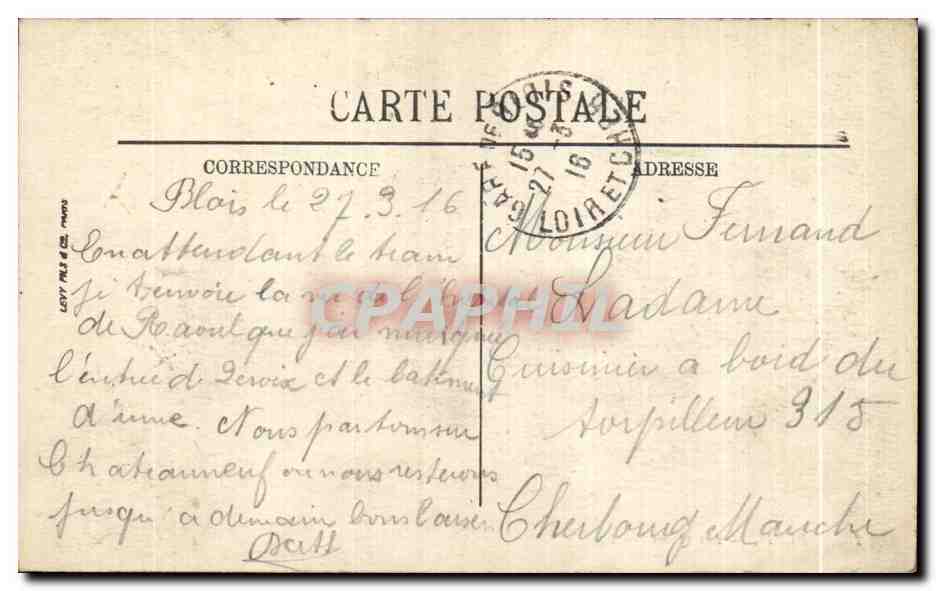 CPA Blois Les Quais — Rückseite