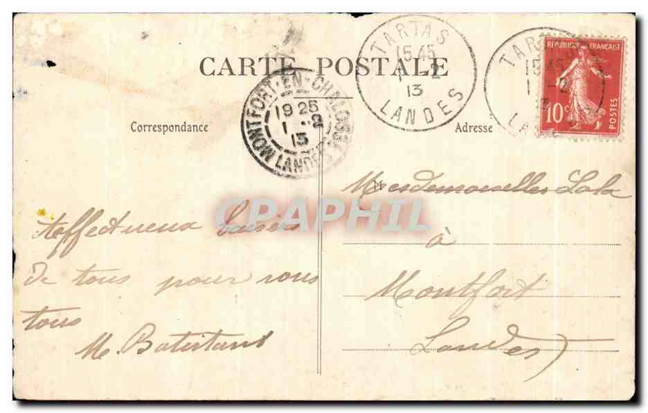 CPA Tartas Interieur de I Eglise — Rückseite