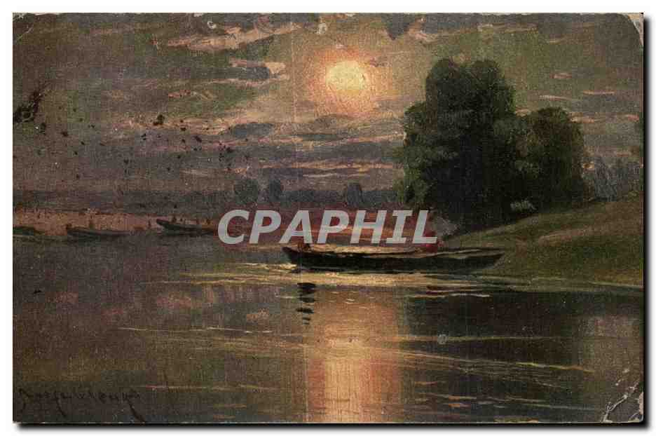 CPA Risnitschenko Ficher im Mondsschein Pecheurs au clair de lune Fishermen in moonshine 