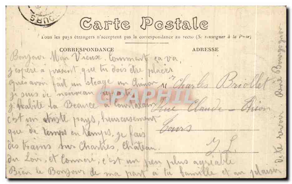CPA Courtalain Vue prise du Calvaire — Rückseite