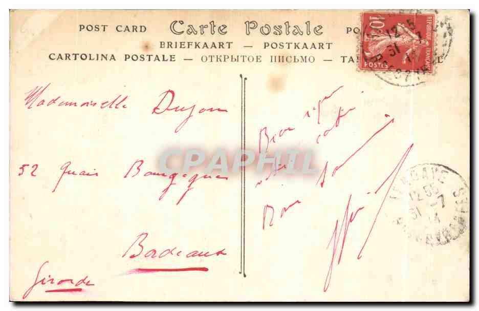 CPA Hendaye Plage La Casino et les Bains — Verso