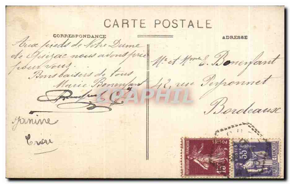 CPA Souvenir du Pelerinage a ND de Quezac — Rückseite