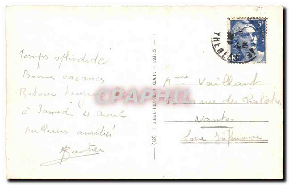 CPA Biarritz Le Casino et la Grand Plage — Verso
