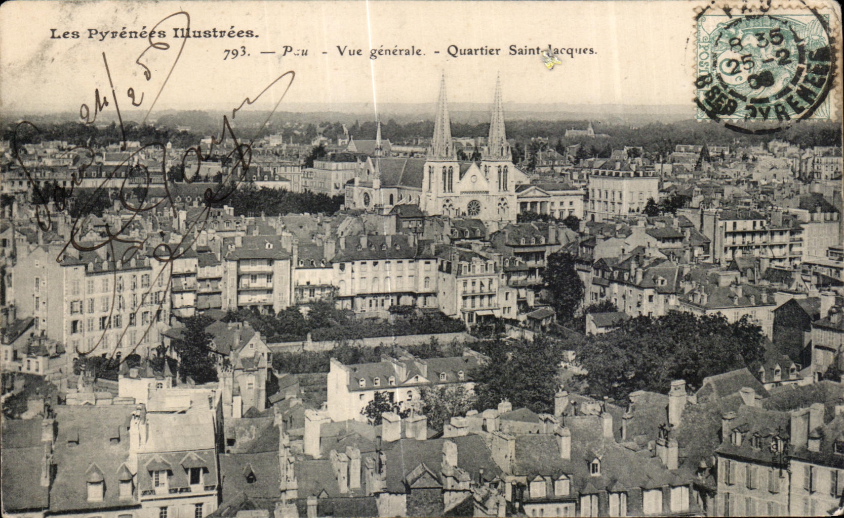 Pau — Vue générale — Quartier Saint-Jacques — Les Pyrénées Illustrées, n°793 - Recto
